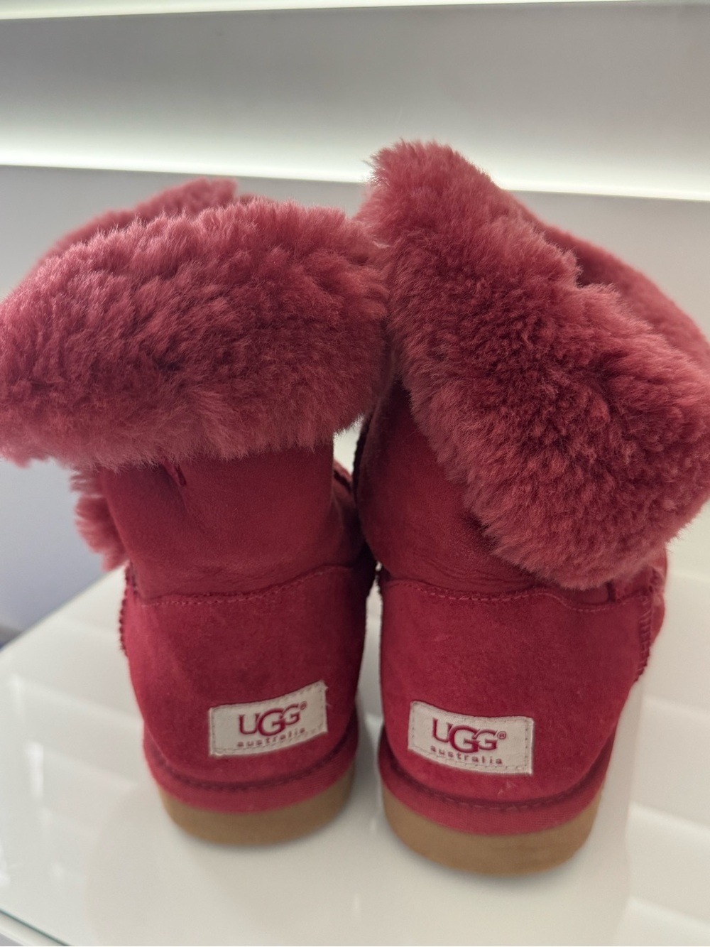 UGG Women’s Crimson Suede Bailey Single button  Shearling Boots